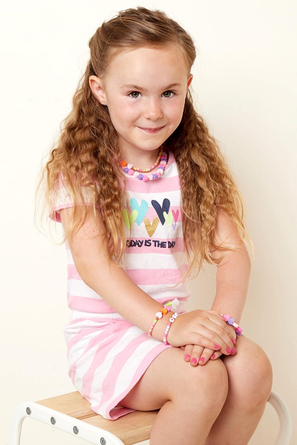 Kids - hearts bracelet - Mother-Daughter collection Rose polymer clay h5Picture2